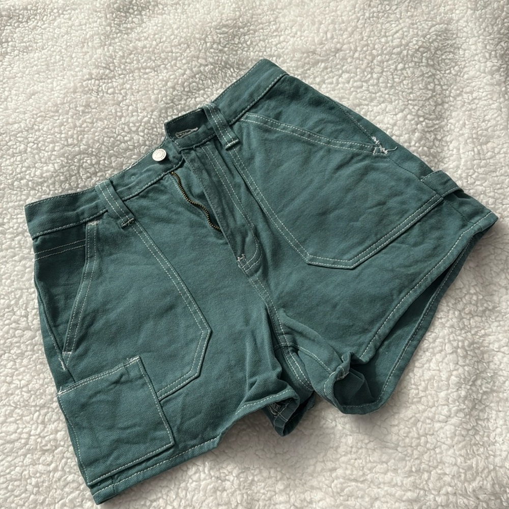 PACSUN turquoise shorts with white stitching